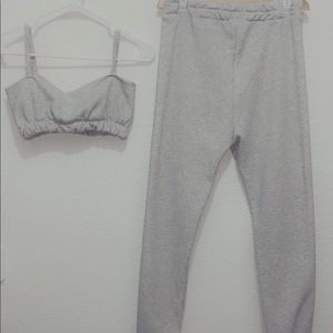 High waist sweat pants & crop top set